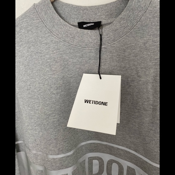NEW We11done Gray Reflective Logo Sweatshirt - Picture 7 of 9